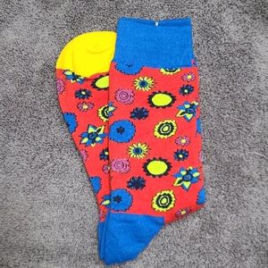 Colorful sunflower red socks